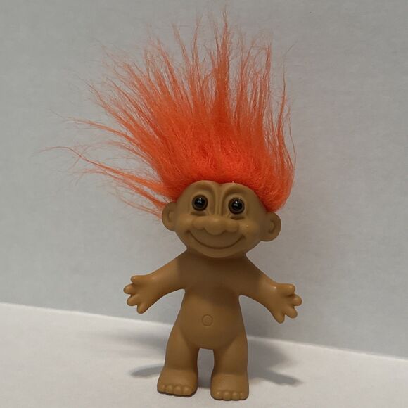 Russ Other - Vintage Russ Troll Orange Hair Brown Eyes 4” Figure Doll Nude 90s Collectible